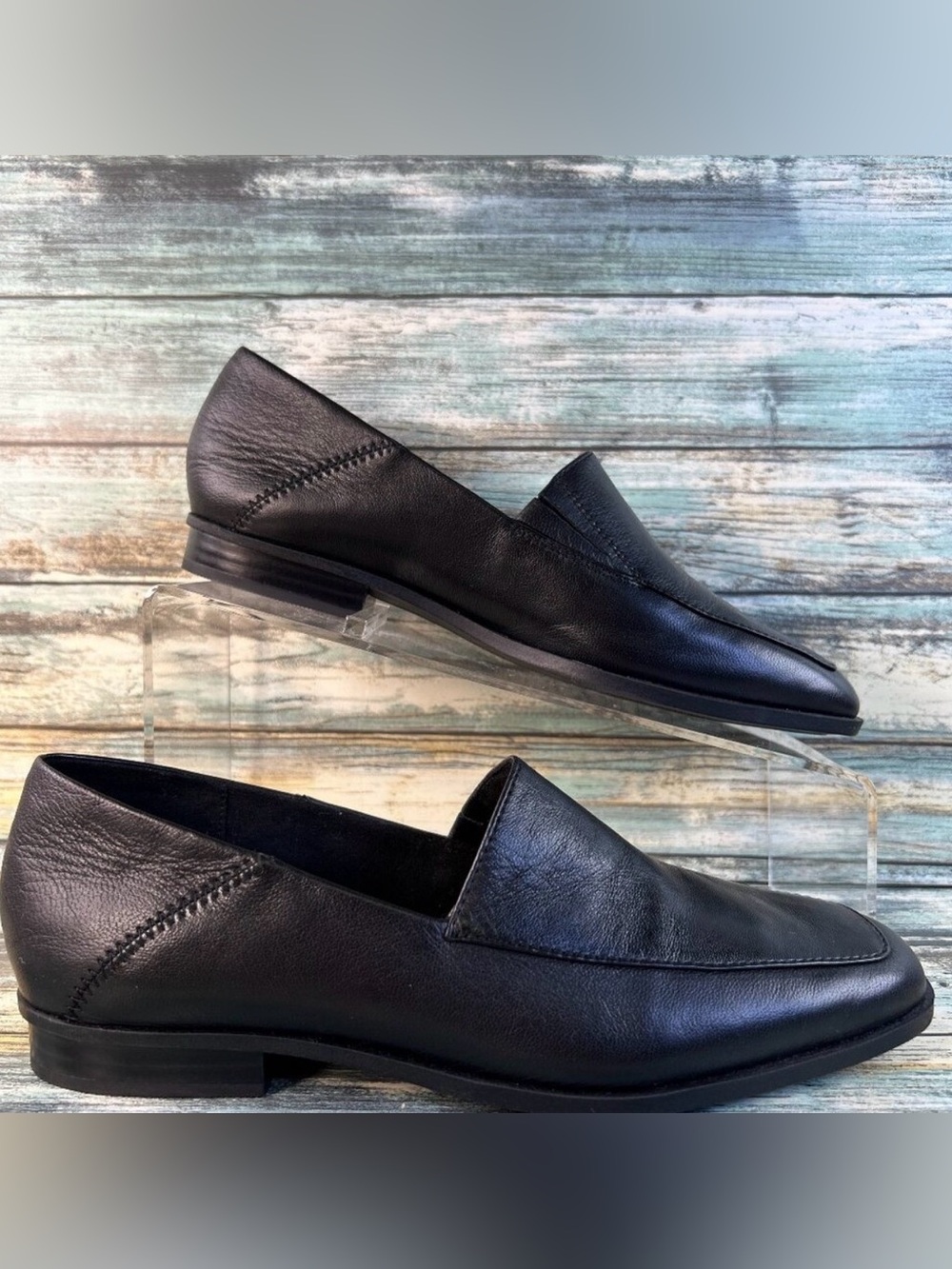 Clarks Sarafyna Freva Shoe Womens 7 Black Leather Loafers Flats Comfort Slip Ons